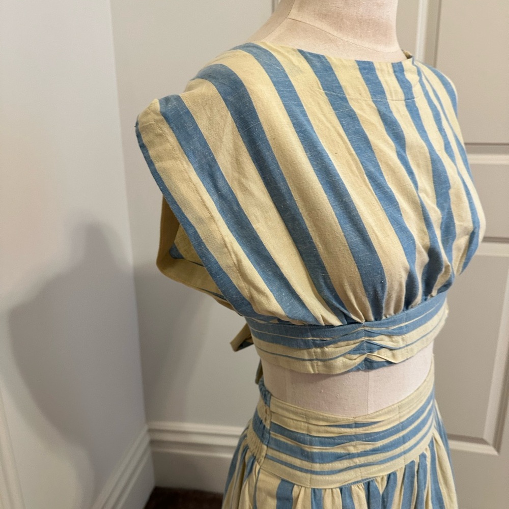 Free People Blue and Cream Striped Maxi Skirt - Picture 3 of 7